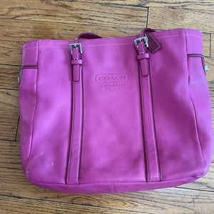 Pink Leather Coach Tote